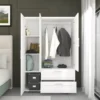my-11134207-820l5-mqlien4g4tu7c5.webp Almari Baju 3 Pintu Dengan Cermin Laci Moden Minimalist Wardrobe 3 Door White Clothes Storage Cabinet WD1003 M