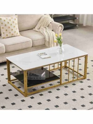 Sintered Stone Coffee Table with Storage Rack  Meja Kopi dengan shelf