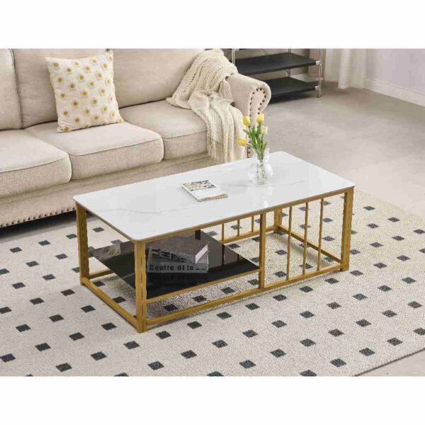 Sintered Stone Coffee Table with Storage Rack  Meja Kopi dengan shelf