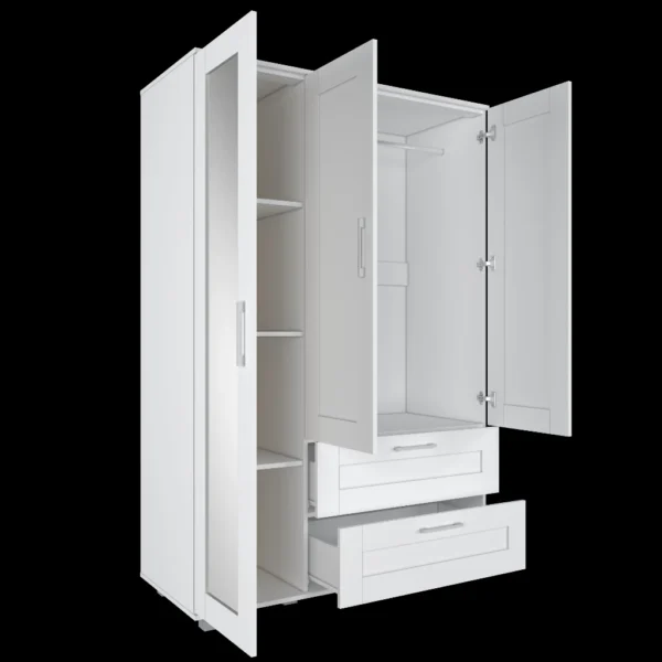 my-11134207-820ld-mqlibutoav4035.webp Almari Baju 3 Pintu Dengan Cermin Laci Moden Minimalist Wardrobe 3 Door White Clothes Storage Cabinet WD1003 M