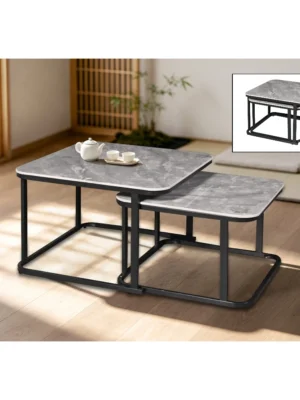 2 in 1 Sintered Stone Coffee Table Set Side Table Meja Kopi Meja Sisi
