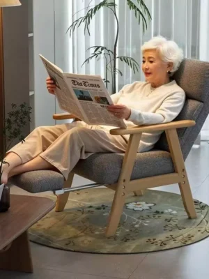Sofa chair for computer use in living room comfortable for seniorssolid wood armrestslumbar supportsingle seater
